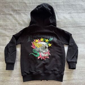 John Richmond Black Kids Hoodie with Gold Accents, Size 8